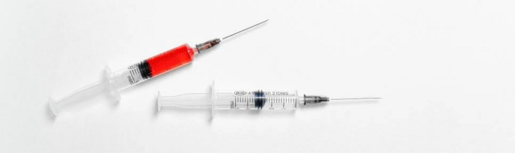 two injections on white background