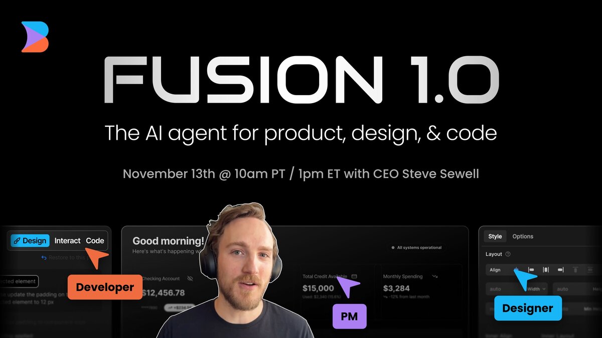 Meet Fusion 1.0: AI Agent for Product, Design + Code