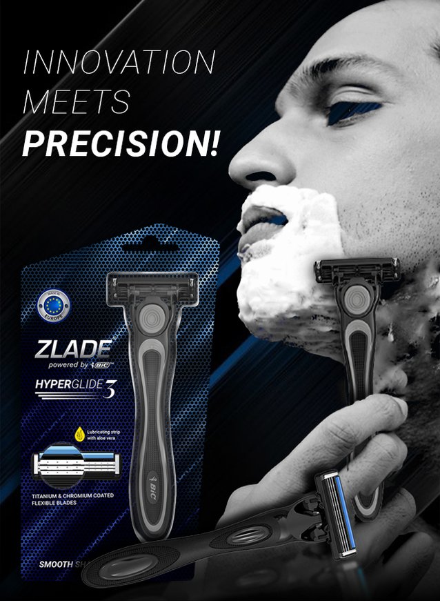 Zlade HyperGlide3 Razor for Men – Powered by Bic