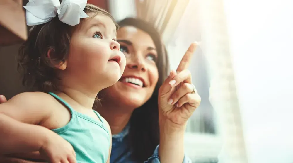 A custodial parent holding a toddler points outside from her window. Understanding the difference between legal custody and physical custody and how custodial parents are selected helps you navigate decisions.