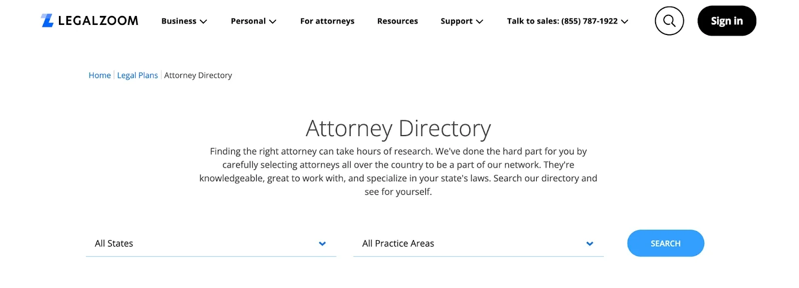 Search LegalZoom's attorney directory by state and practice area.