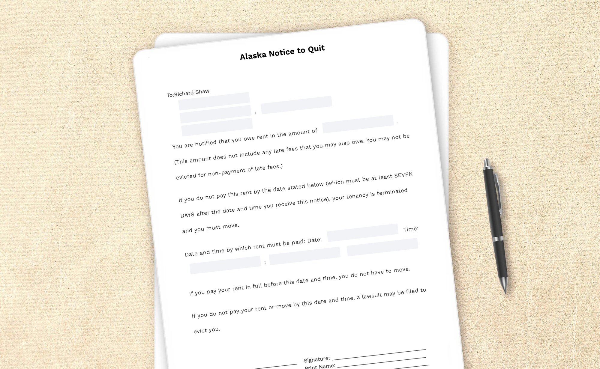Alaska Notice to Quit Template | LegalZoom