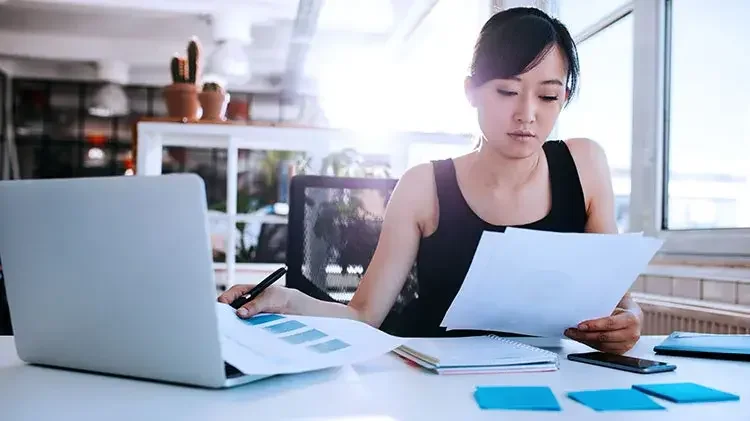 Businesswoman  at laptop