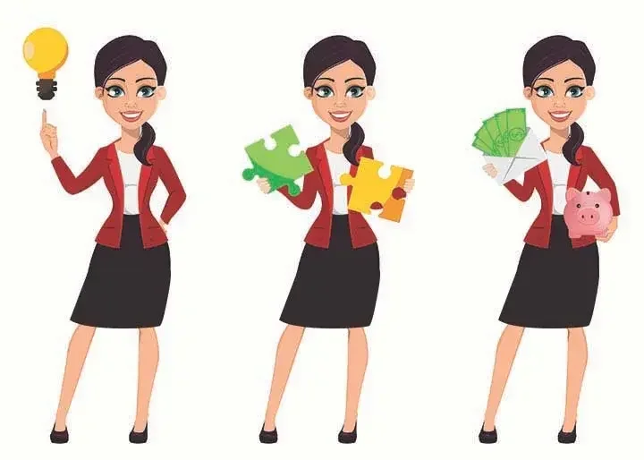 illustration of a woman with big business ideas 