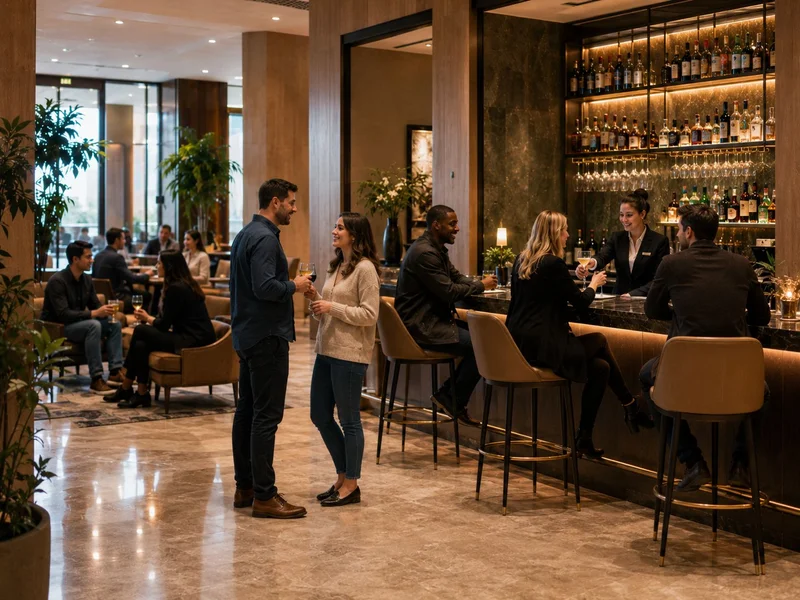 Guests enjoying a hotel bar and hospitality space