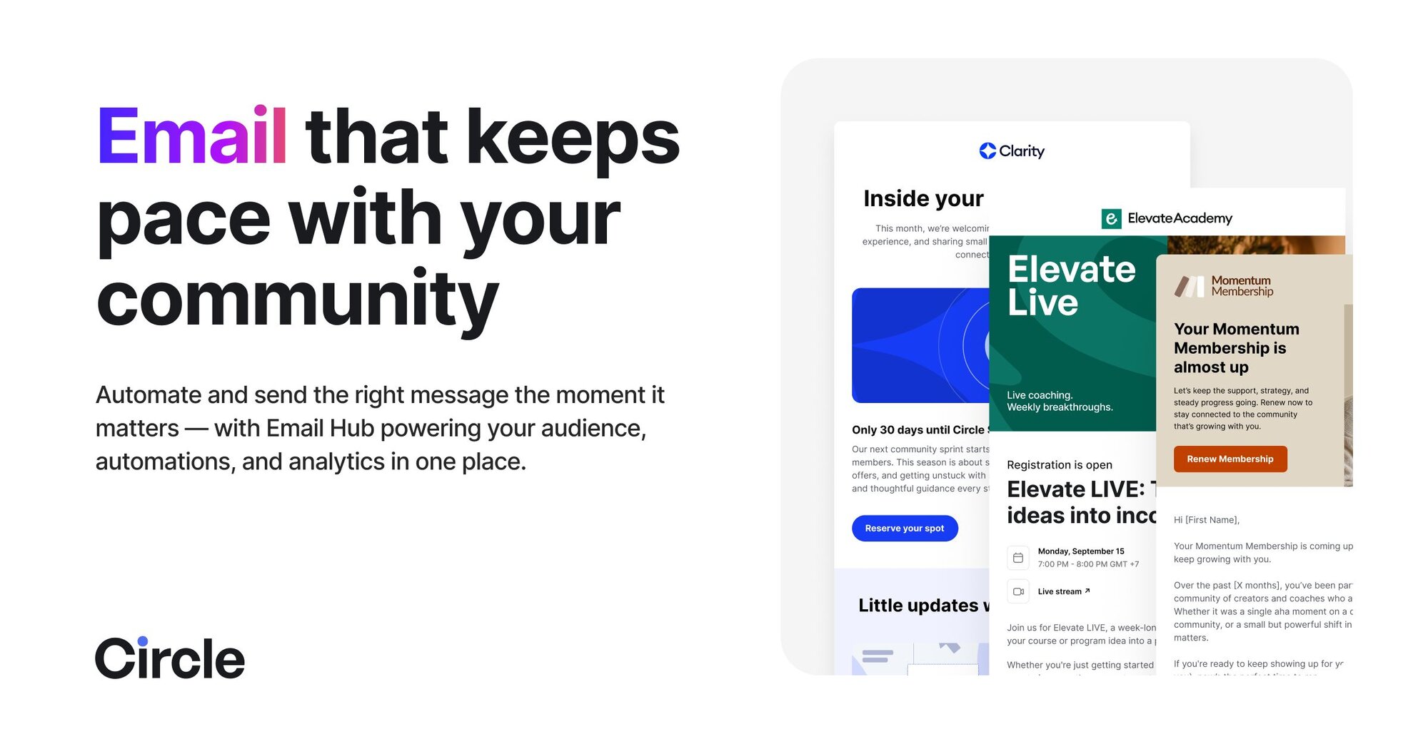 Circle Email Hub: Unify your audience and community