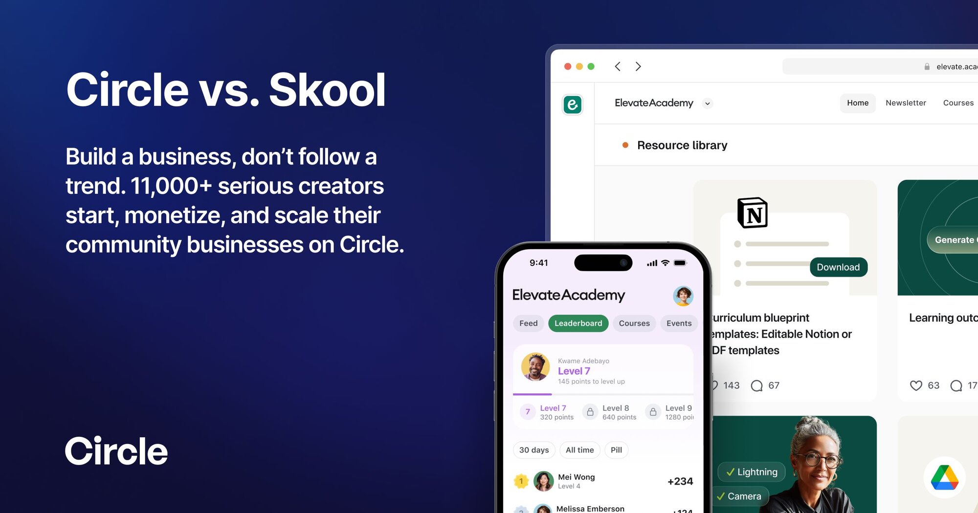 Compare Circle and Skool | Circle