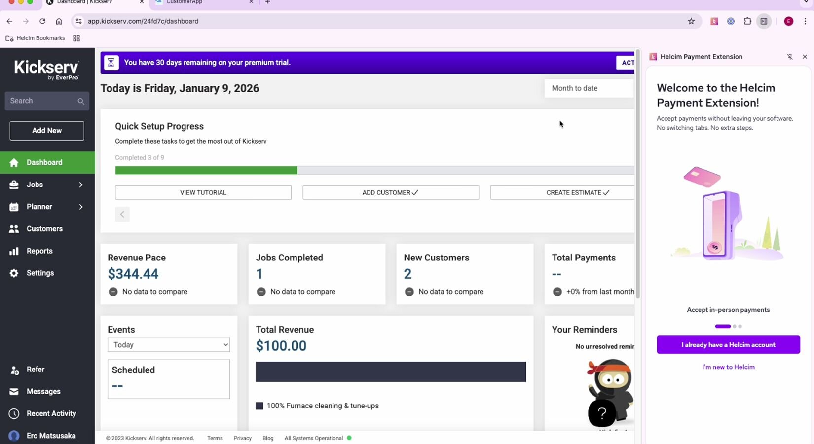 Integrate Kickserv with Helcim