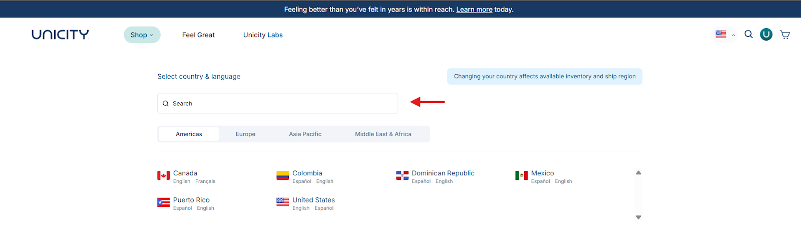 How Do I Switch to a Different Country in Shop? | Help Center