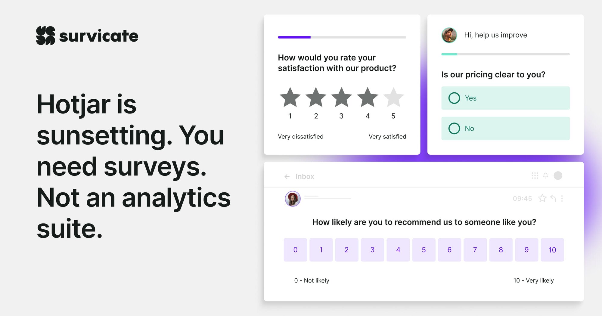 The Smarter Hotjar Surveys Alternative | Survicate | Survicate