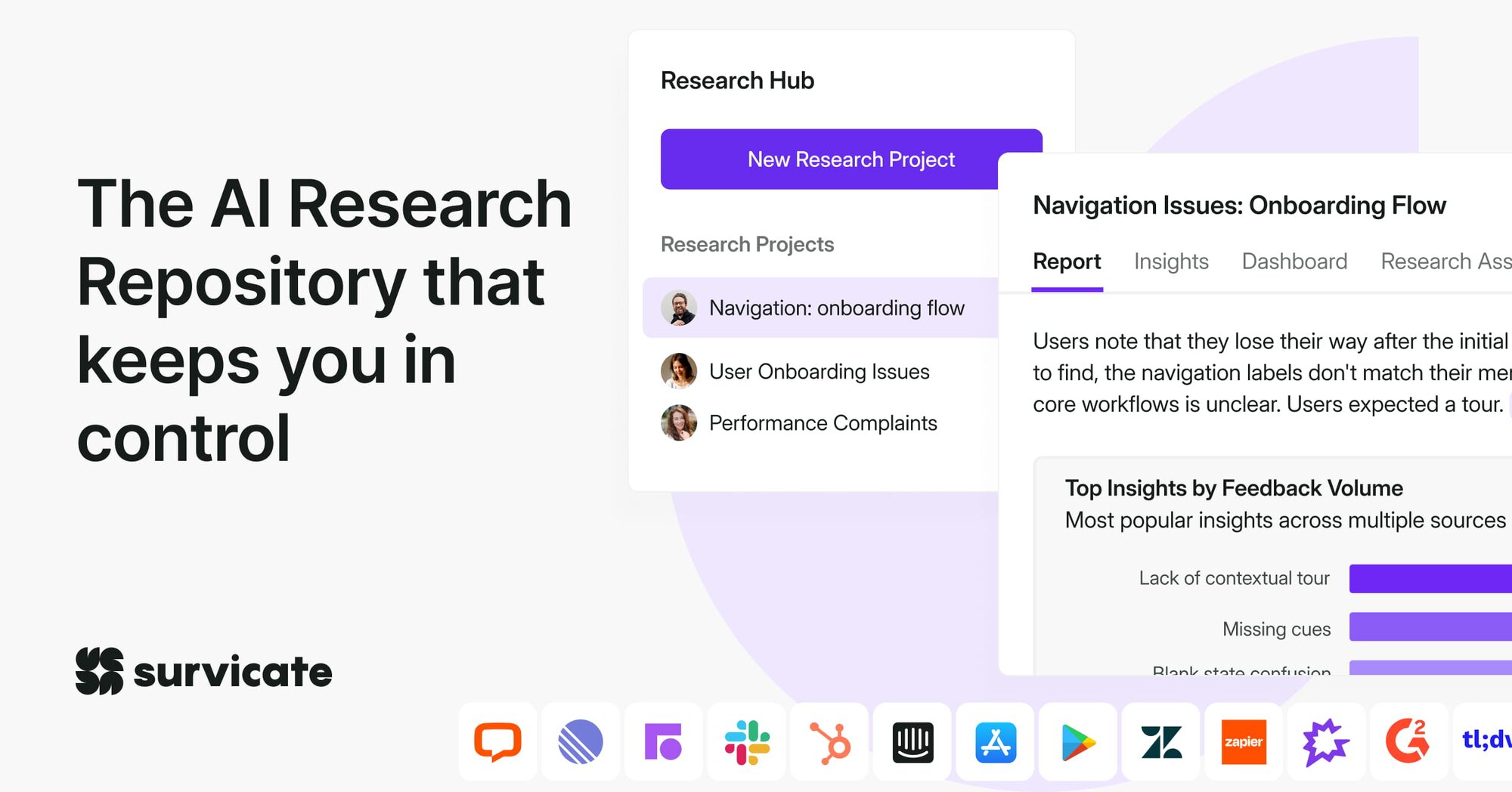 Research Hub - AI Research Repository That Keeps You In Control | Survicate