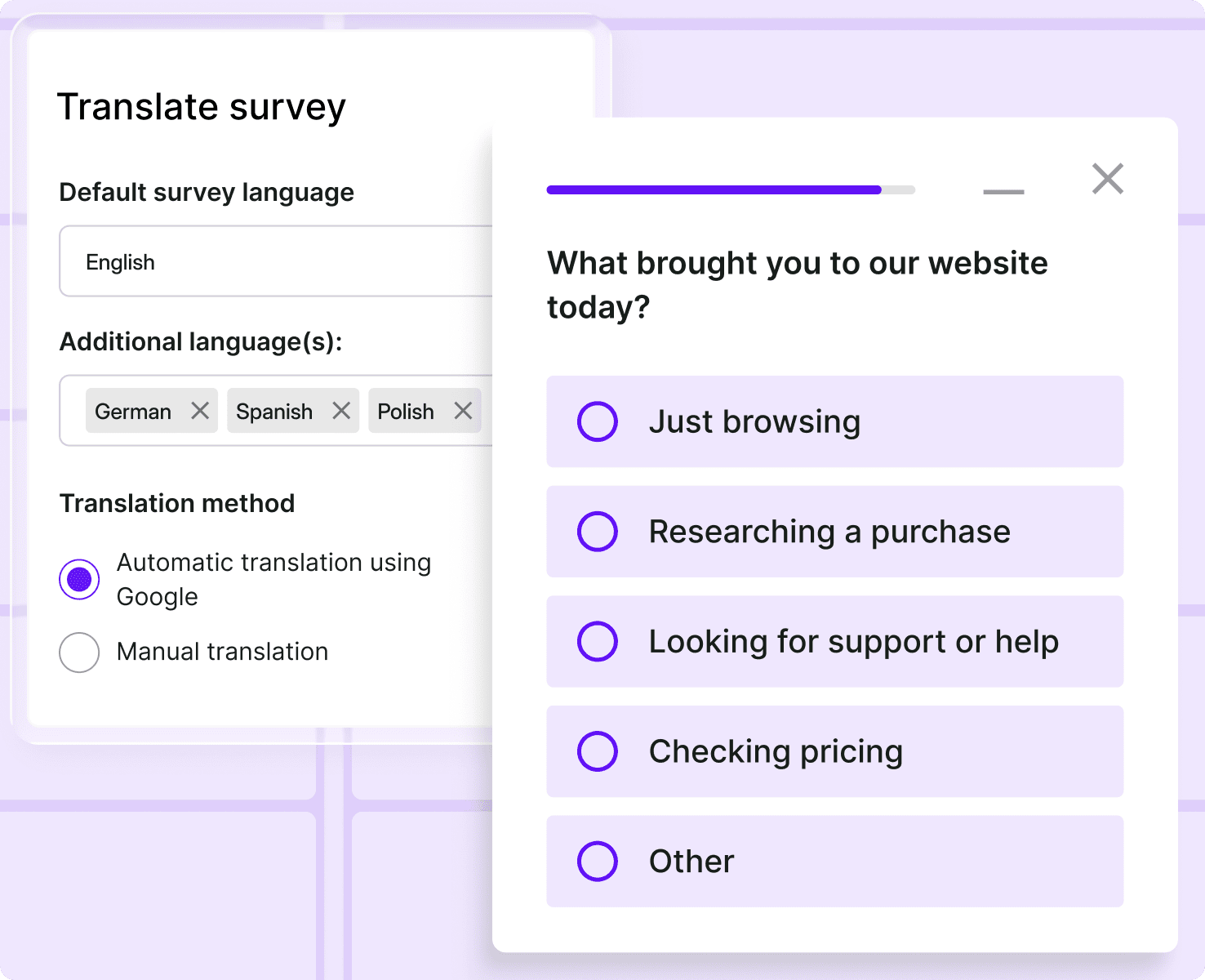 Alchemer Alternative for Multi-Channel Surveys | Survicate
