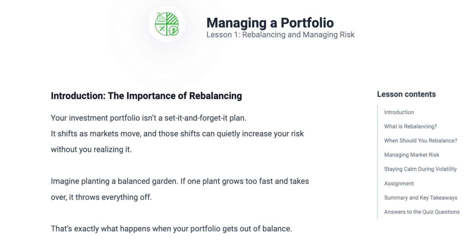 Rebalancing and Managing Risk In A Portfolio