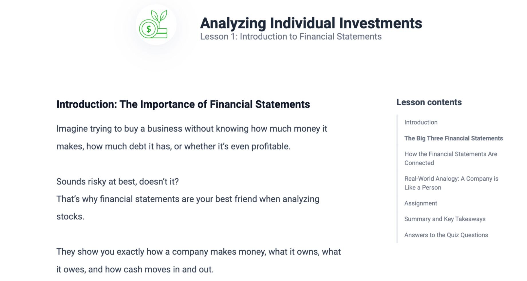 Introduction to Financial Statements