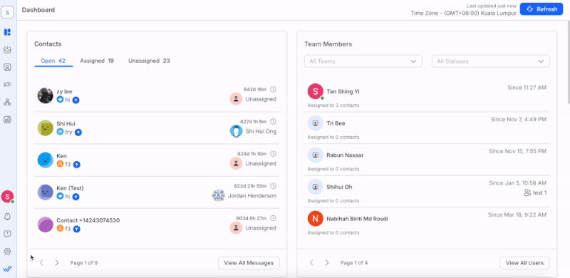 Screenshot of the respond.io Integrations page showing available connectors like HubSpot, Salesforce, Google Sheets, Make and Zapier, used to sync customer data seamlessly across CRM and workflow tools.